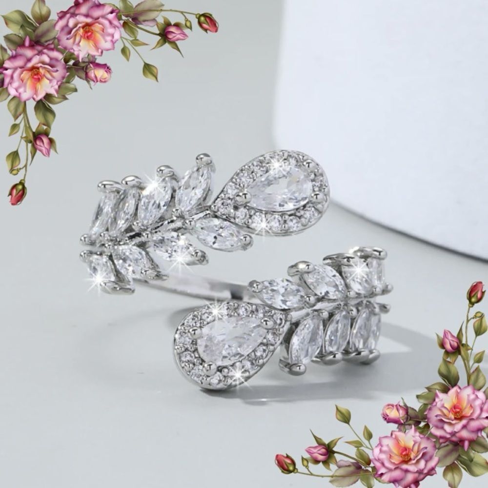 Water Drop‎ Shape Cubic Zirconia stainless steel Ring